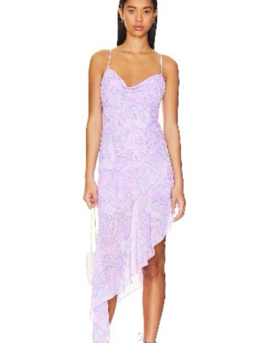 Lovers + Friends Lavender Lace Asymmetrical Slip Dress